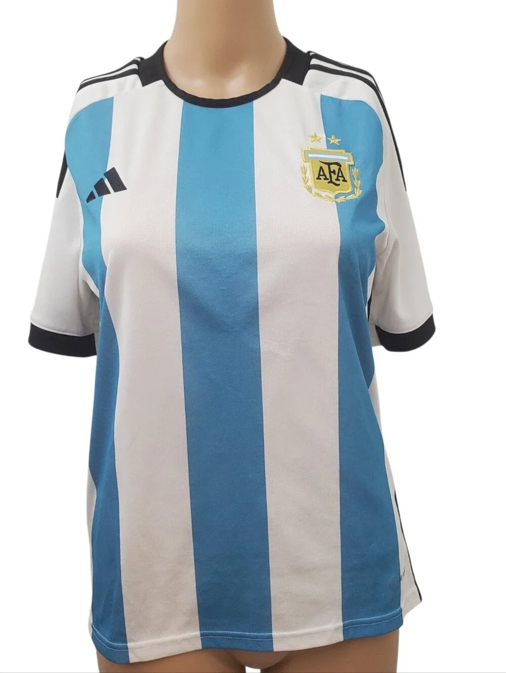 Adidas Argentina 2022 Soccer Blue & White Striped Youth Soccer Jersey (L/13-14Y)